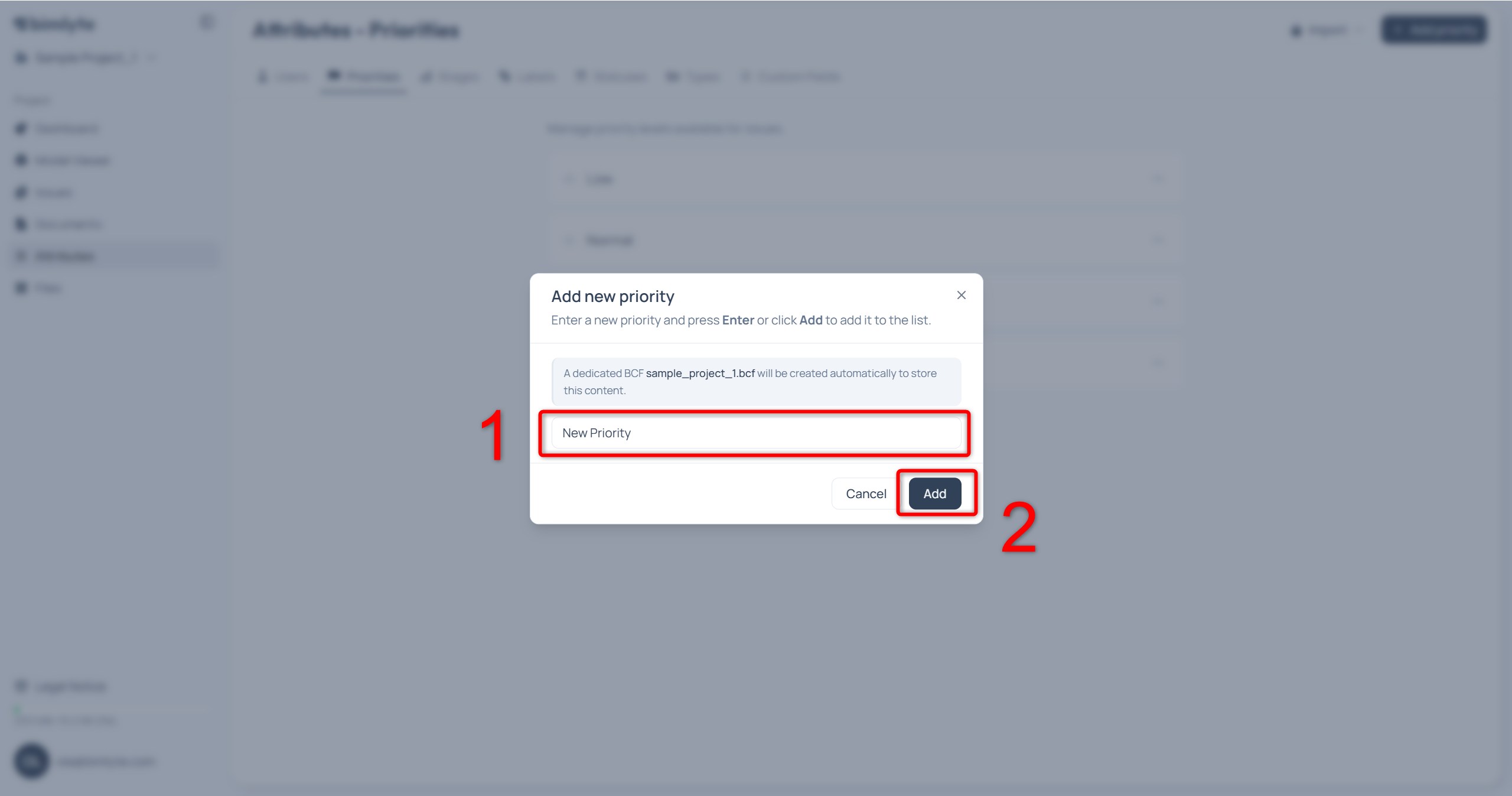 The dialog for typing a new attribute value, with its Add button