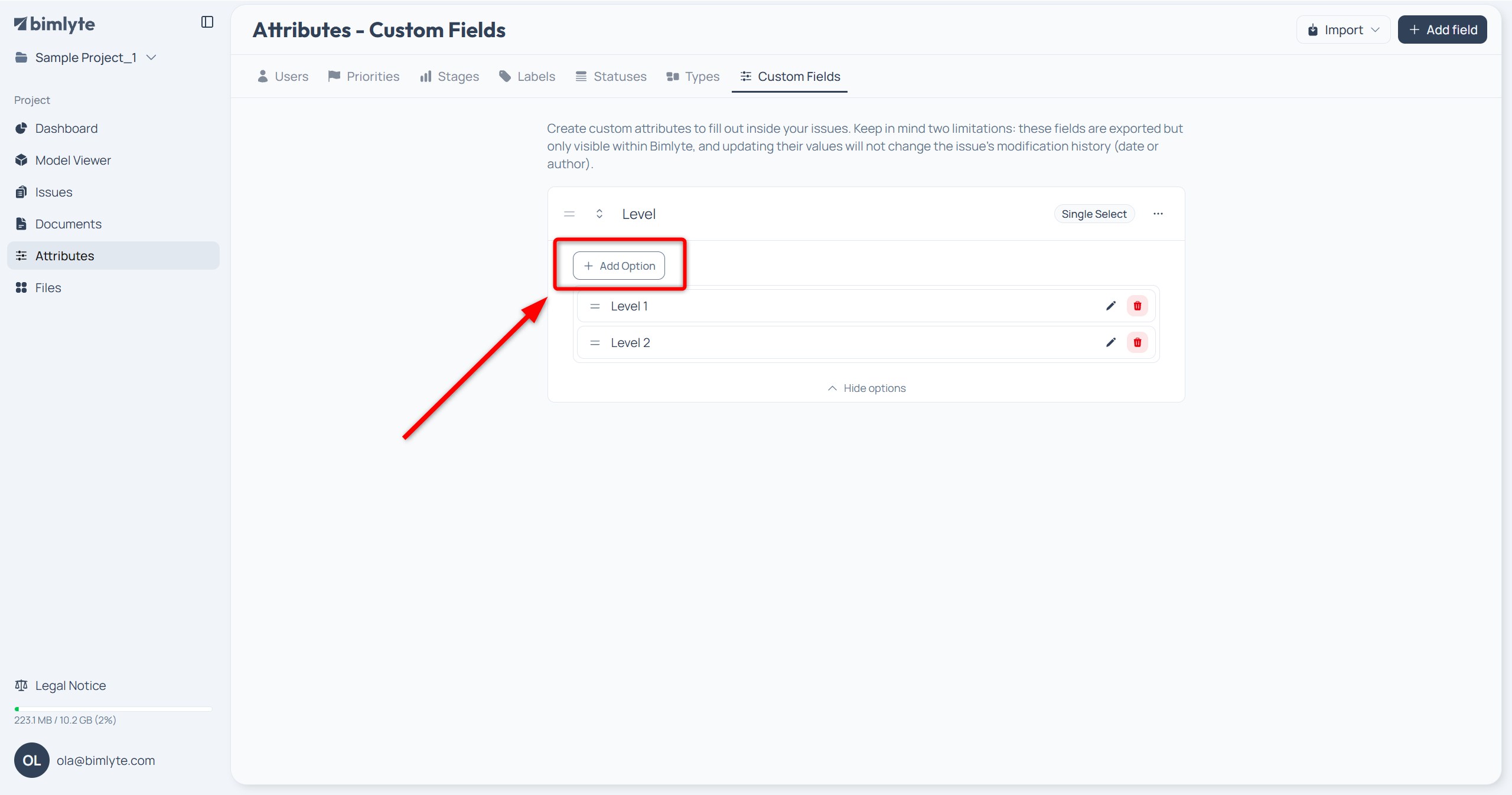An expanded select field with + Add option, where its choices are entered